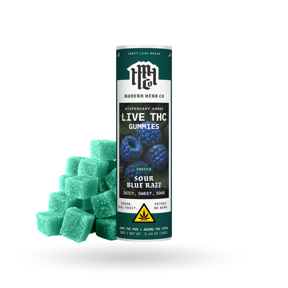 Live Resin D9 THC Gummies | Sour Blue Razz (Indica)