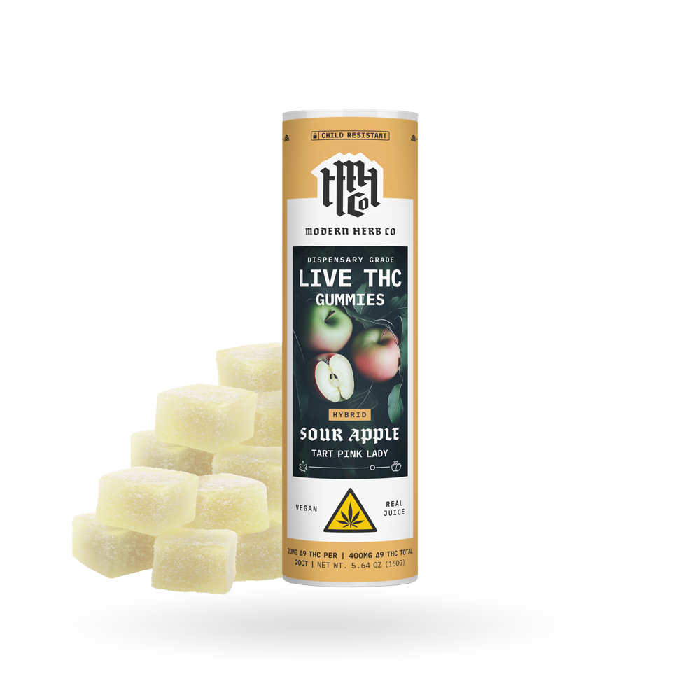 Live Resin D9 THC Gummies | Sour Apple (Hybrid)