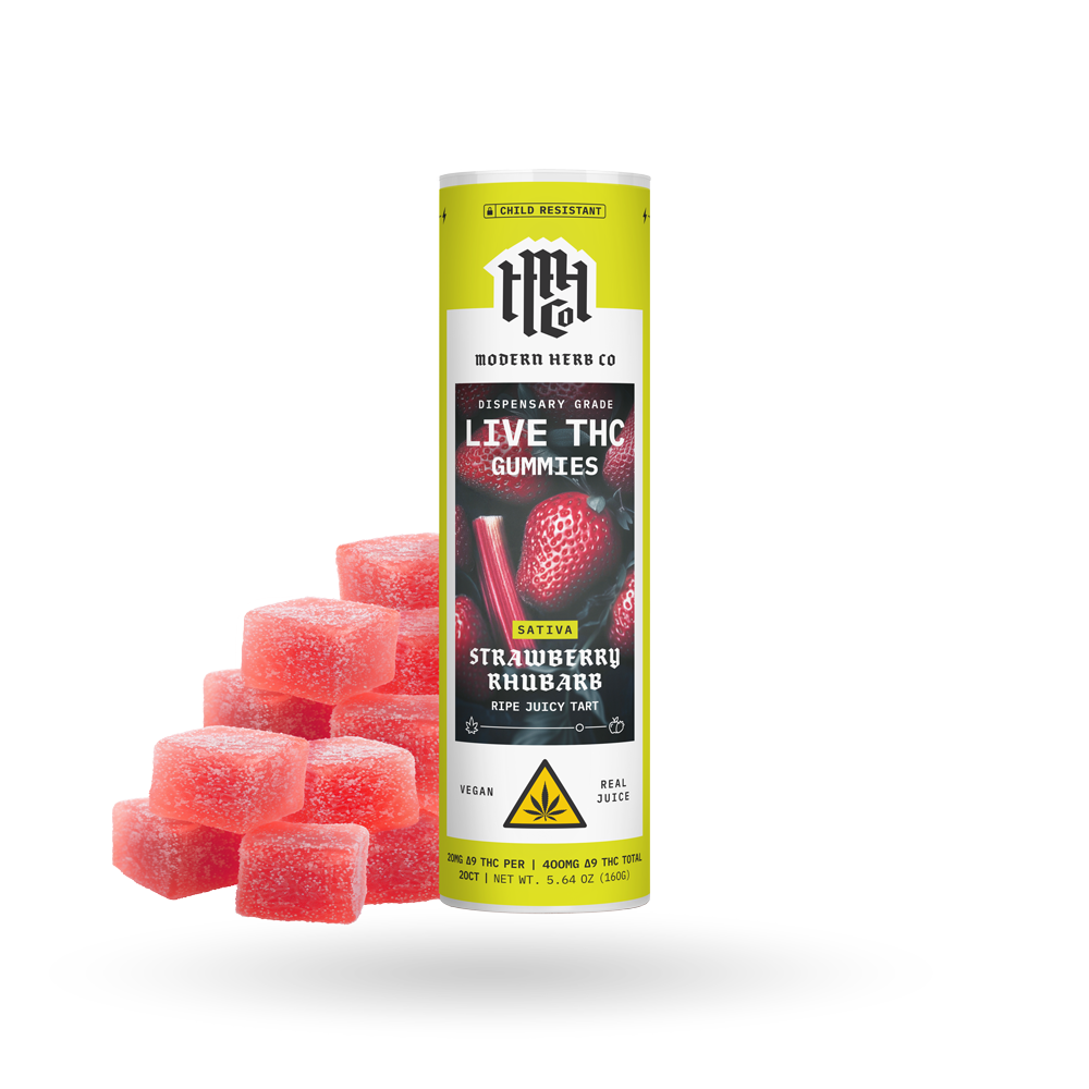 Live Resin D9 THC Gummies | Strawberry Rhubarb (Sativa)