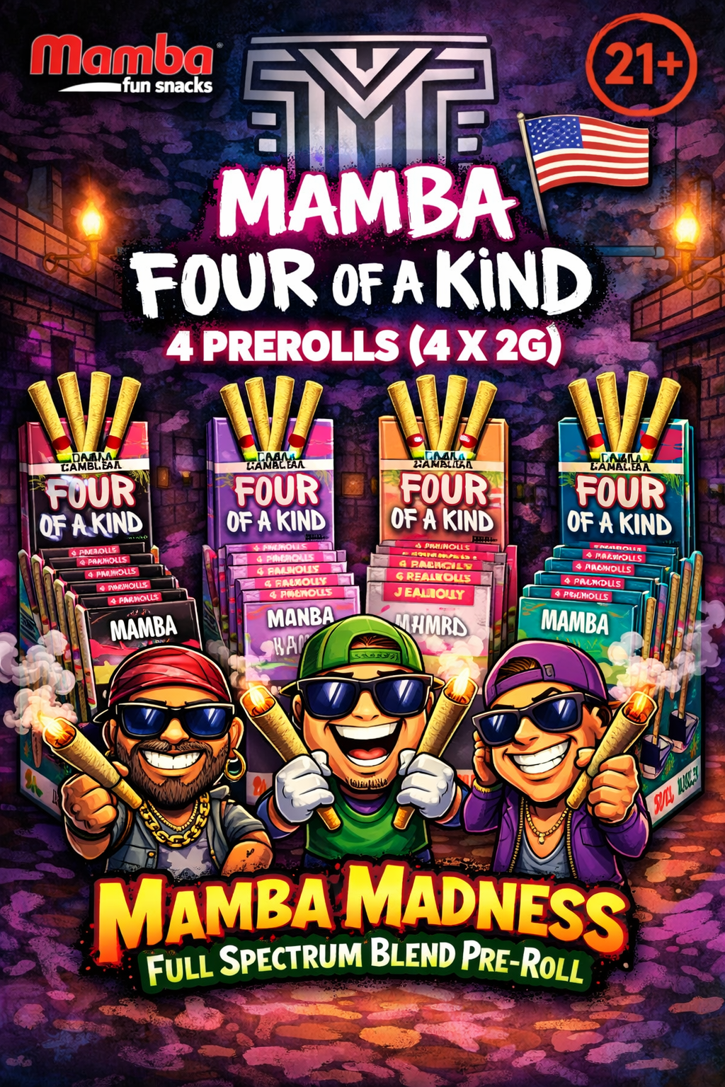 Mamba Four of a Kind 8g Pre-Roll Bundle Full Spectrum